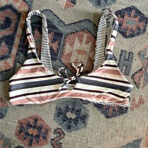O'Neill Striped Bikini Top - Pink, Black, White